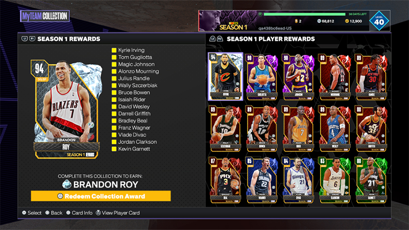 MyTEAM Reward Cards