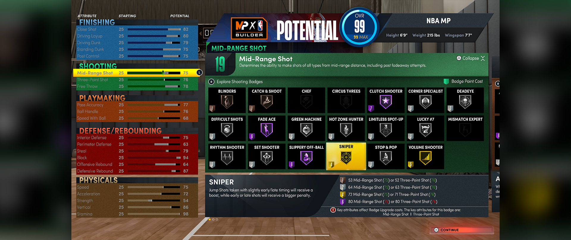 MyPLAYER Builder Potential Mid-Range Shot