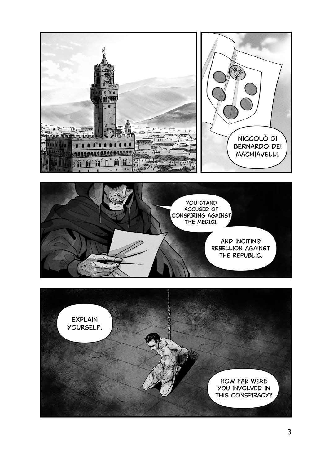 Panels of La Caccia Al Tordo by Discord user Kunkolo