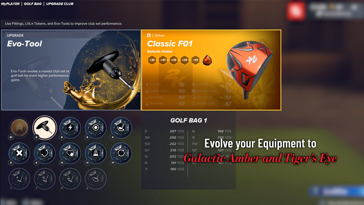 EVOLVE EQUIPMENT TO GALACTIC AMBER & TIGER'S EYE