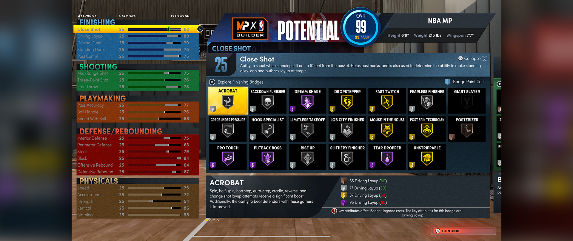 MyPLAYER Builder Potential Badge Points